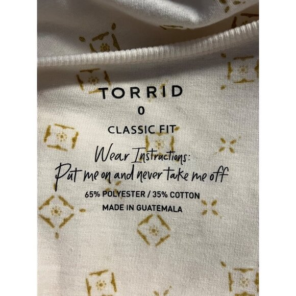 Torrid Women Girlfriend Jersey Top Blouse V-Neck Plus 0X 0 Cream Long Sleeve New - Picture 8 of 9